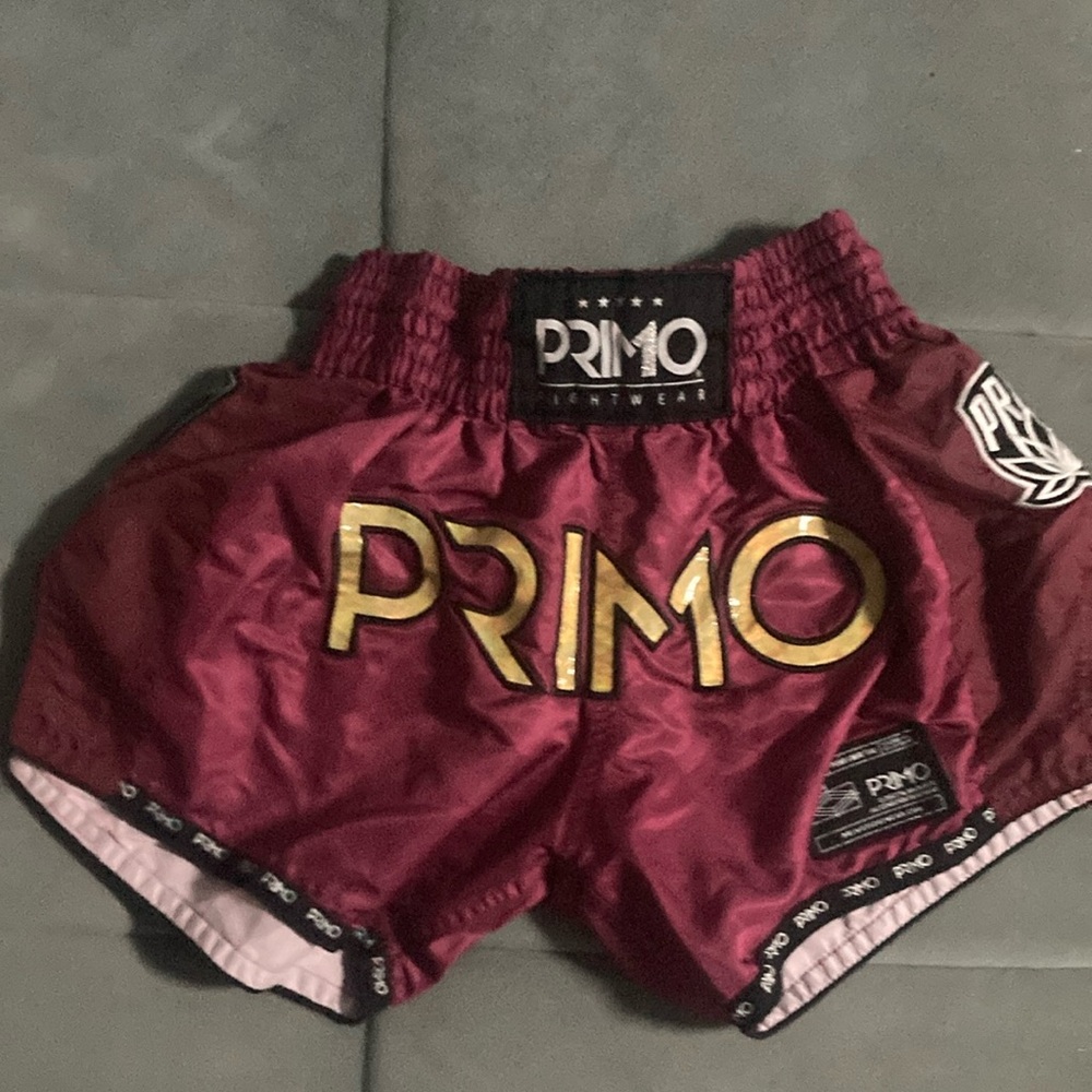 Men's Primo Muaythai Shorts - Maroon and Gold